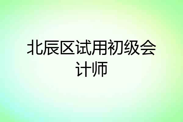 北辰区试用初级会计师