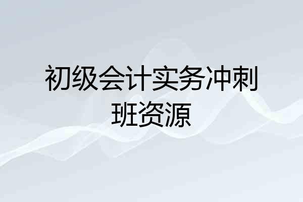 初级会计实务冲刺班资源