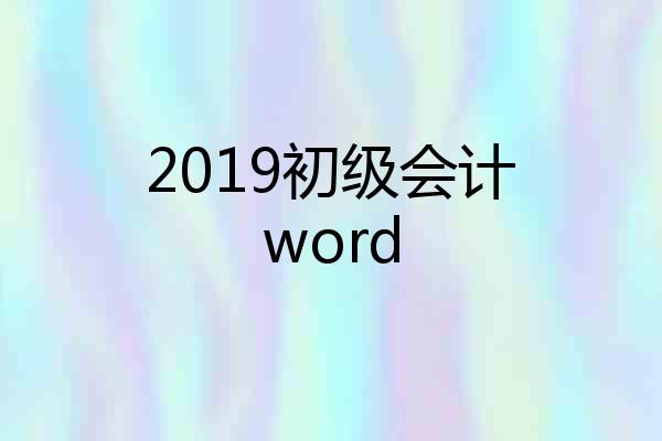 2019初级会计word