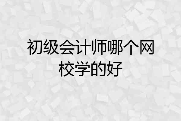 初级会计师哪个网校学的好