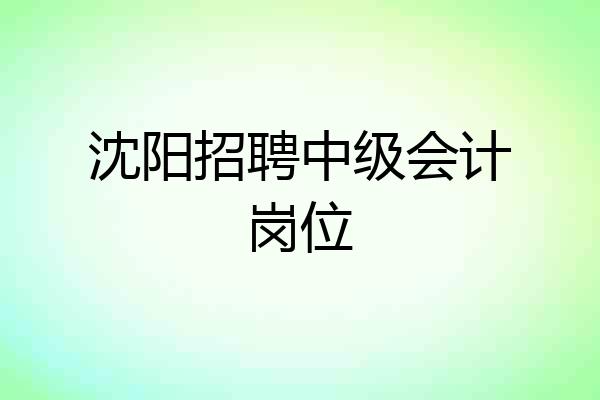 沈阳招聘中级会计岗位