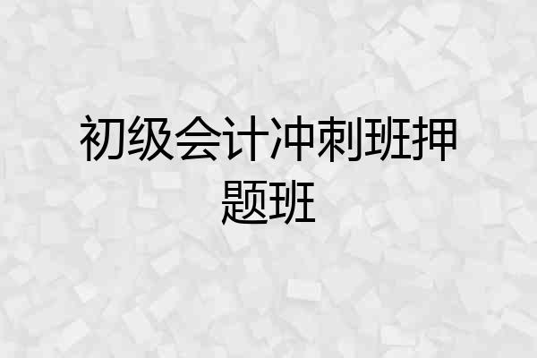 初级会计冲刺班押题班