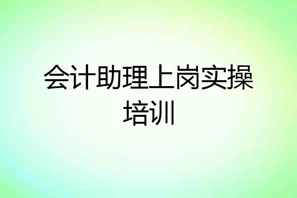 会计助理上岗实操培训