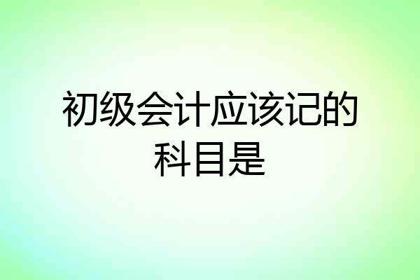 初级会计应该记的科目是
