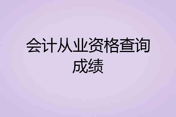会计从业资格查询成绩