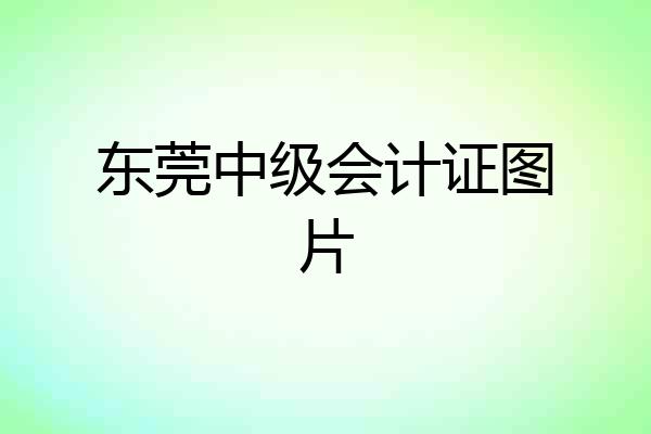 东莞中级会计证图片