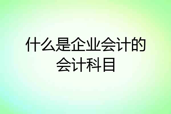 什么是企业会计的会计科目