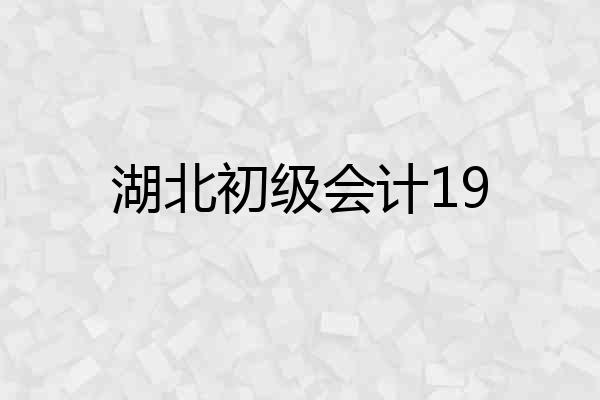 湖北初级会计19