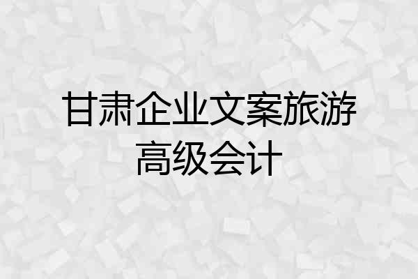 甘肃企业文案旅游高级会计