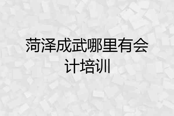 菏泽成武哪里有会计培训