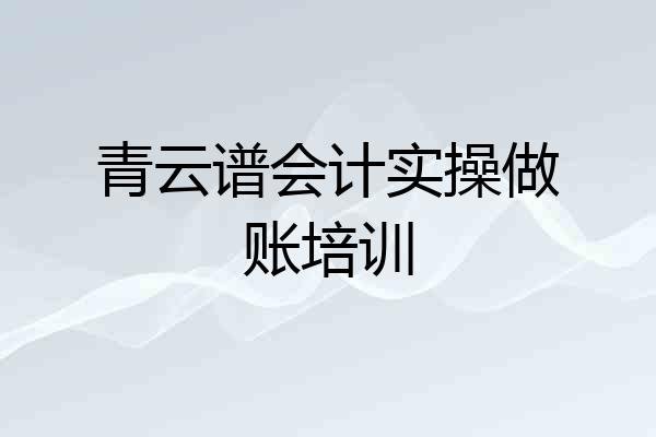 青云谱会计实操做账培训