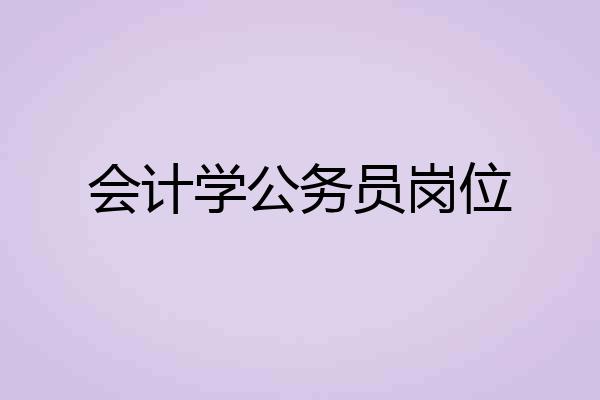 会计学公务员岗位