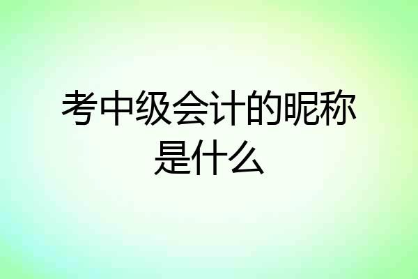 考中级会计的昵称是什么