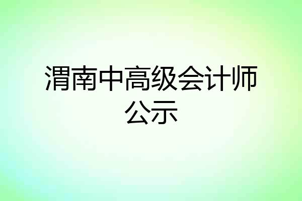 渭南中高级会计师公示