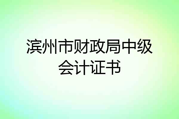 滨州市财政局中级会计证书