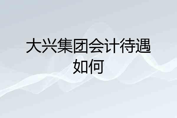 大兴集团会计待遇如何