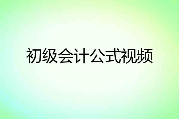 初级会计公式视频