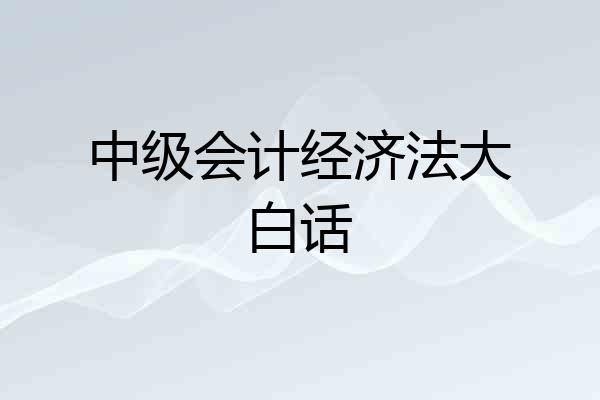 中级会计经济法大白话