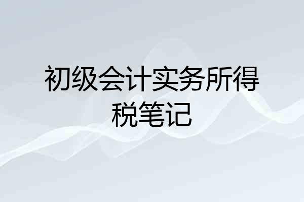 初级会计实务所得税笔记
