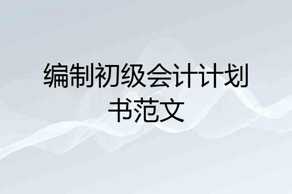 编制初级会计计划书范文