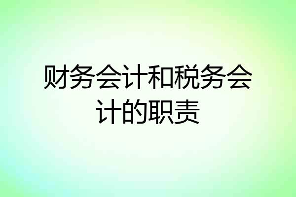 财务会计和税务会计的职责