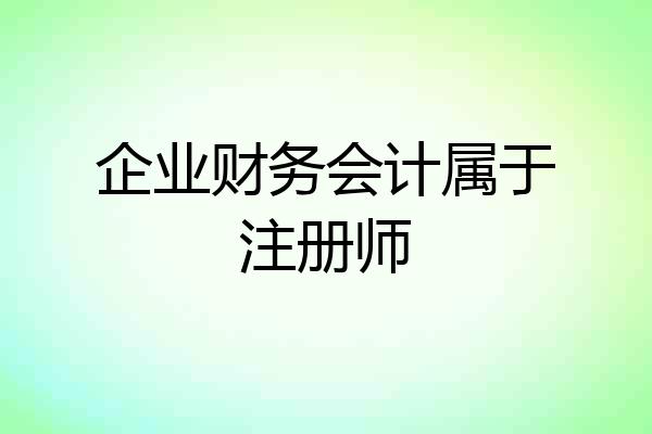 企业财务会计属于注册师