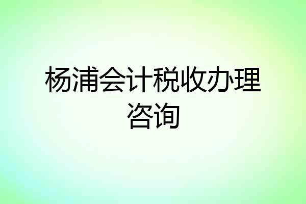 杨浦会计税收办理咨询