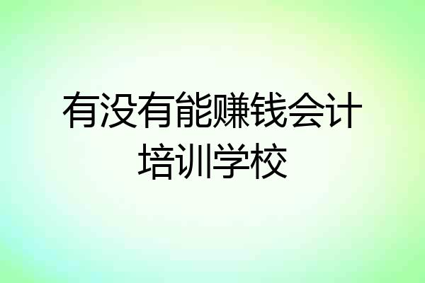 有没有能赚钱会计培训学校