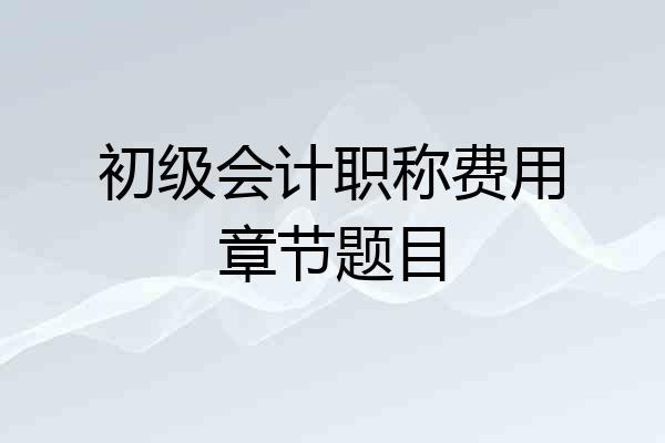 初级会计职称费用章节题目