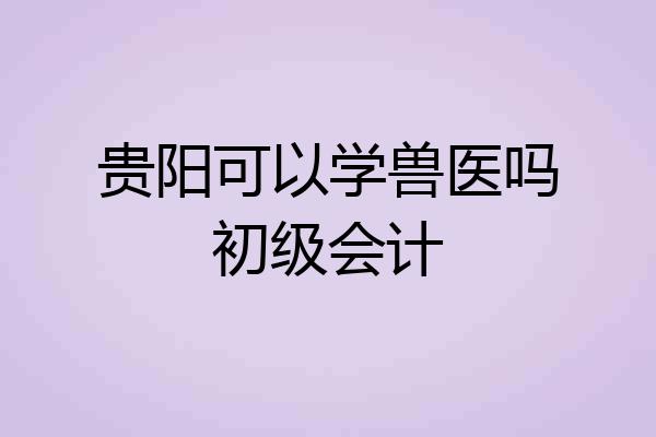 贵阳可以学兽医吗初级会计