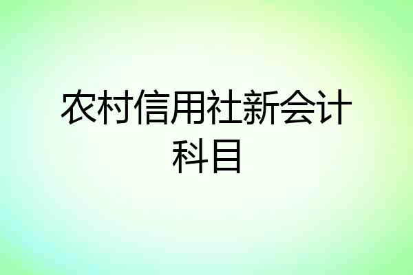 农村信用社新会计科目