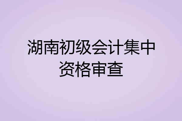 湖南初级会计集中资格审查
