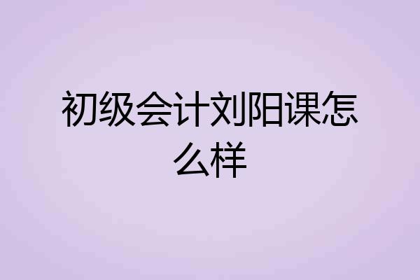 初级会计刘阳课怎么样