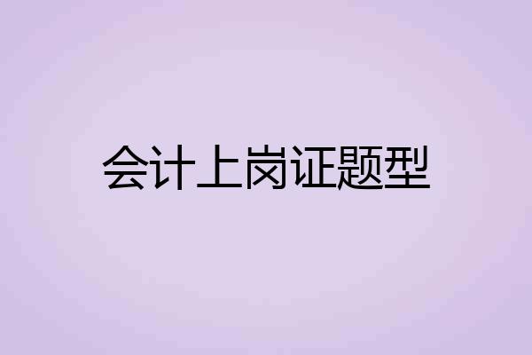 会计上岗证题型