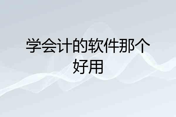 学会计的软件那个好用