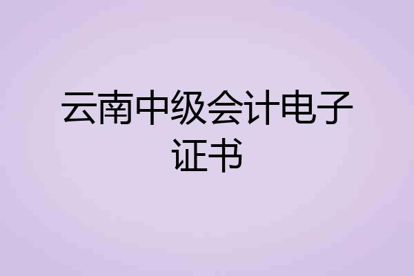 云南中级会计电子证书