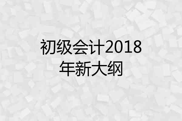 初级会计2018年新大纲