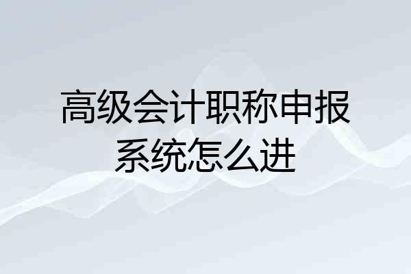 高级会计职称申报系统怎么进