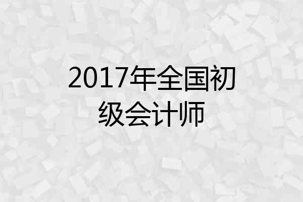 2017年全国初级会计师