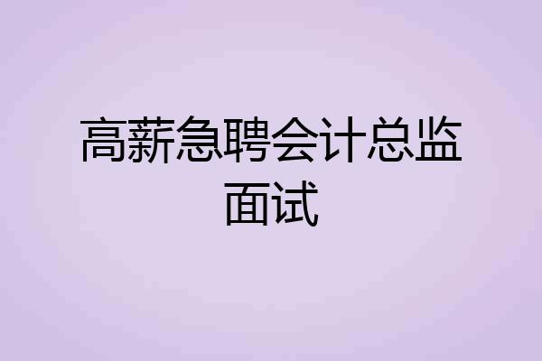 高薪急聘会计总监面试