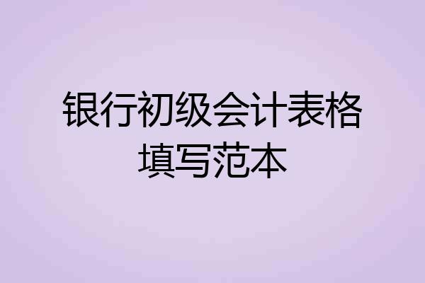 银行初级会计表格填写范本