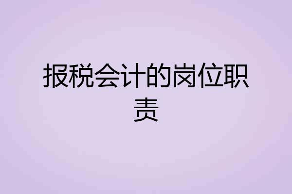 报税会计的岗位职责