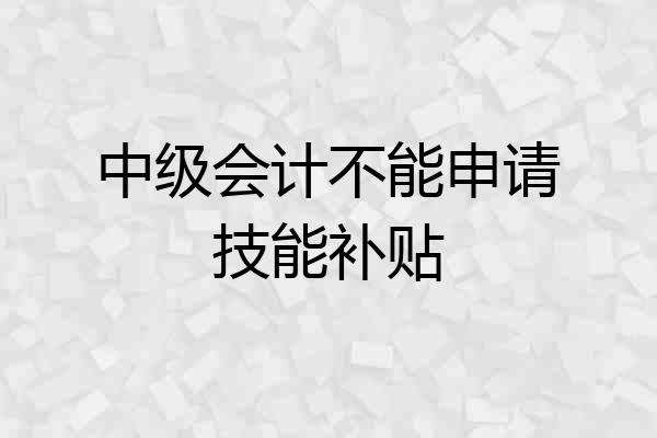 中级会计不能申请技能补贴