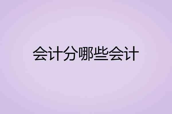 会计分哪些会计