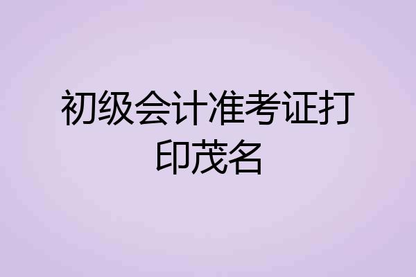初级会计准考证打印茂名
