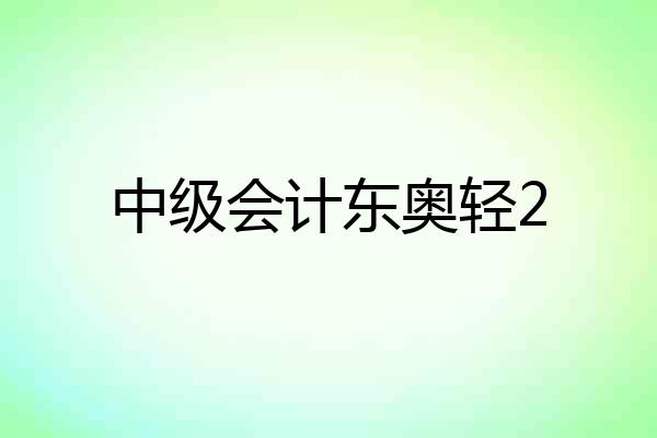 中级会计东奥轻2