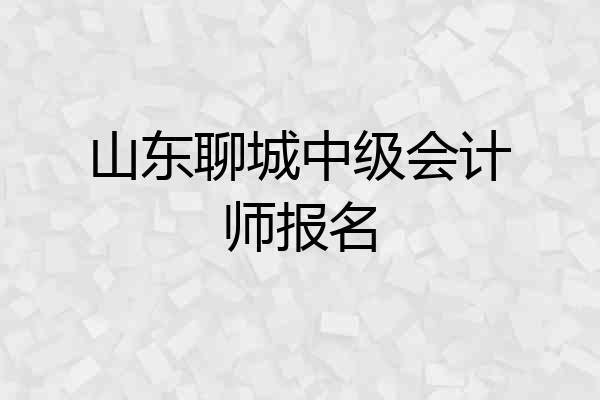 山东聊城中级会计师报名