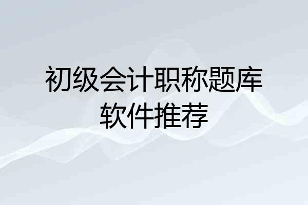 初级会计职称题库软件推荐