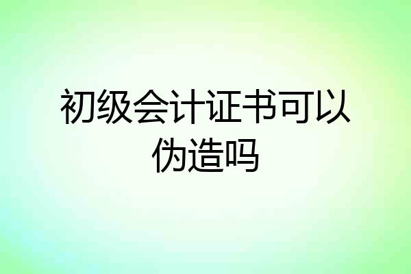 初级会计证书可以伪造吗