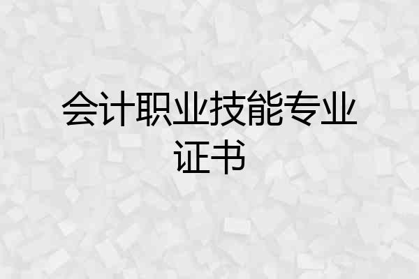会计职业技能专业证书